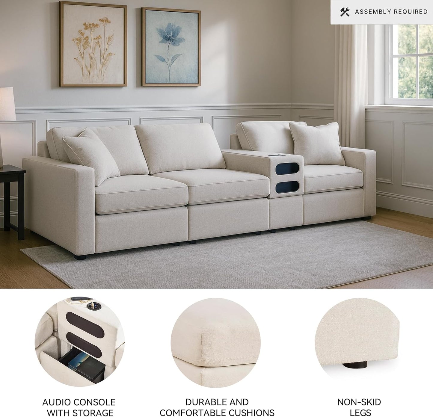 Signature Design by Ashley Modmax Coastal Press-Back Swivel Glider Rocker Recliner with Machine Washable Cover, Hidden Storage Compartments and 2 Bolster Pillows, Beige - Colors B