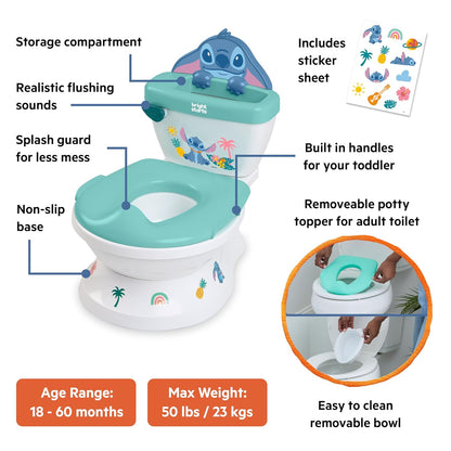 Bright Starts Disney Junior Minnie Mouse My Size Potty Training Toilet, Toddler Potty Chair with Flushing & Cheering Sounds, Removable Seat with Splash Guard & Handles, Ages 18+ Months, Up to 50 lbs