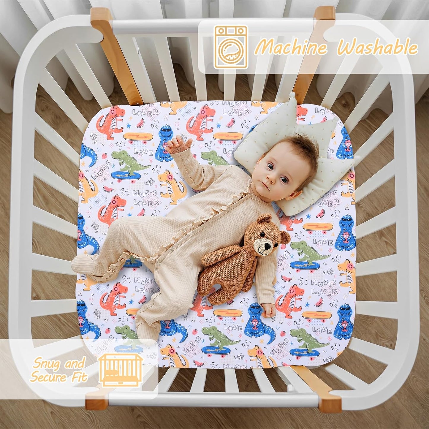 Cloele Square Playard Fitted Sheet 36x36, Ultra Soft Polyester Playpen Sheet for Baby & Pet, Dogs Pattern Pack and Play Crib Sheets, Portable Playard Mattress Cover