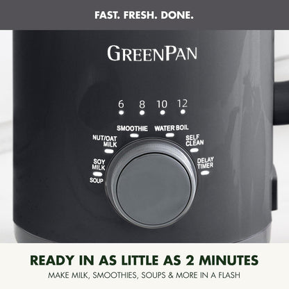 GreenPan 30oz Nut Milk Maker Machine, 15-in-1 for Homemade Almond, Oat, Soy, Coconut, Plant-Based Non-Dairy Beverages, Soups, BPA-Free Glass, Automatic Self-Clean, Delay Start, Pink