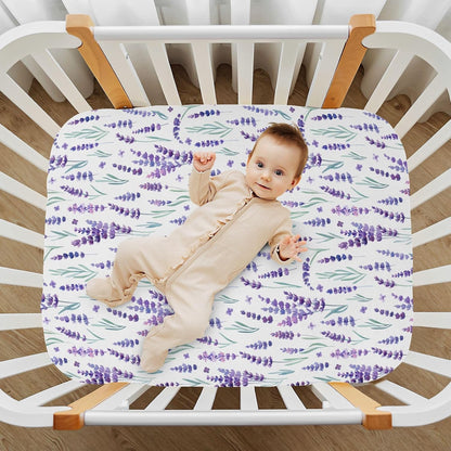 Fitted Crib Sheets White Bears with Clouds Stretchy Portable Playard Sheets for Baby Toddler, Breathable Soft Mini Crib Mattress 39 x 27 in for Boys and Girls