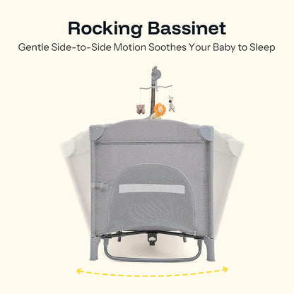 HARPPA Pack and Play 6 in 1, Portable Baby Playard for Travel, Baby Bassinet Bedside Sleeper with Mattress, Rolling Bassinet for Infant, Pack n Play with Changing Table, Bed Crib(Black)