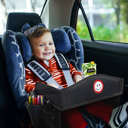 Coolmum Kids Travel Tray, Toddler Car Seat Tray, Double Sided Activity Organizer, Snack Lap Tray, Baby Stroller Table, Airplane Play Table, Waterproof and Foldable (Premium Red)