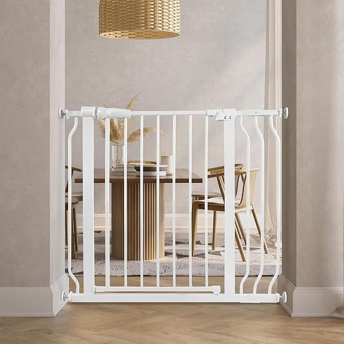 BalanceFrom 29.1-38.5" Easy Walk-Thru Baby and Pet Safety Gate with Hold-Open and Auto-Close – Adjustable Steel Barrier for Stairs, Doorways, and Hallways, No Drilling Installation
