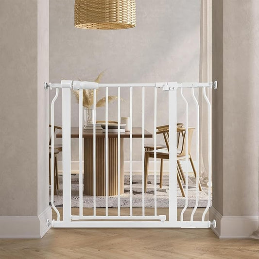 BalanceFrom 29.1-38.5" Easy Walk-Thru Baby and Pet Safety Gate with Hold-Open and Auto-Close – Adjustable Steel Barrier for Stairs, Doorways, and Hallways, No Drilling Installation