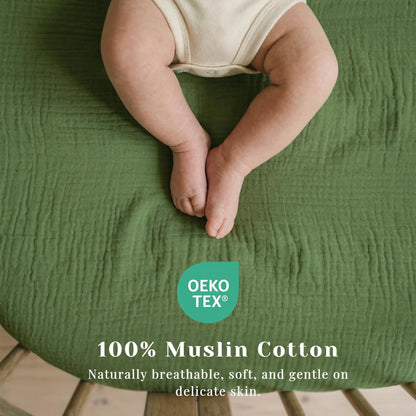 Muslin Bedside Sleeper Bassinet Fitted Sheets, 3 Pack Cotton Baby Sheet for Boys & Girls, Soft, Compatible with Baby Delight, Dream On Me, AMKE and Other Rectangle Mattress (Nightfall Blue)