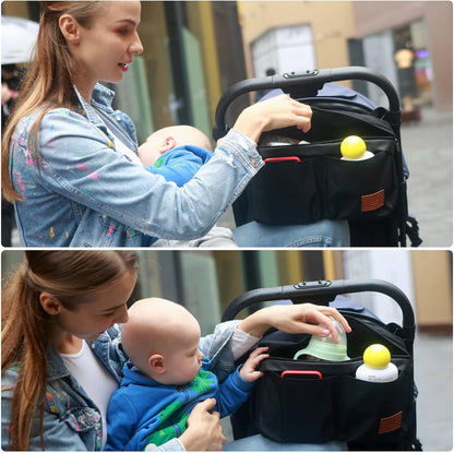 Miracle Baby Stroller Organizer Bag for Mom,Universal Stroller Storage Caddy Diaper Bag- Compatible with Most Stroller - Multifunctional Larg(Grey Star)