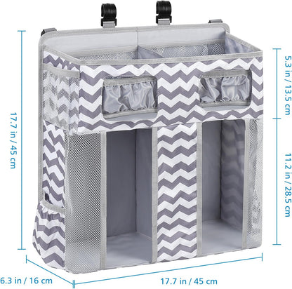 Accmor Hanging Baby Diaper Caddy Organizer, Diaper Stacker, Baby Crib Hanging Classified Storage Bag Organizer for Changing Table, Crib, Playard or Wall & Nursery Organization, Grey
