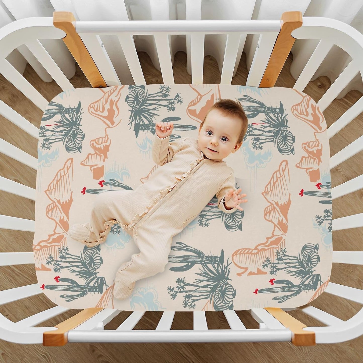 Fall Cute Mushroom Leaves Fitted Crib Sheets Stretchy Portable Playard Sheets for Baby Toddler, Breathable Soft Mini Crib Mattress 52 x 28 in for Boys and Girls