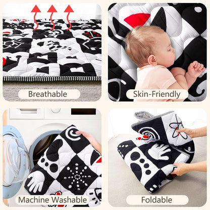 Baby Play Mat, 50x50 Playpen Mat with Super Soft Touch, Activity Mats with Upgraded Anti-Slip Bottom, Machine Washable Crawling Mats for Floor & Picnic (Animal Alphabets)