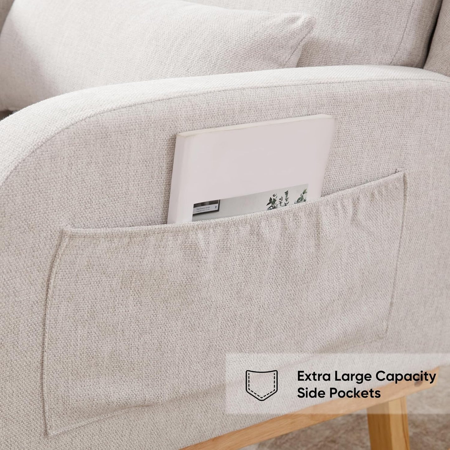 HCHAIRH Rocking Chair Nursery, Sherpa Nursing Rocking Chairs, Upholstered Nursery Glider Rocker for Mom Nursery Morden Accent Rocking Chair Pillow for Living Room,Bedroom,Teddy Light Grey