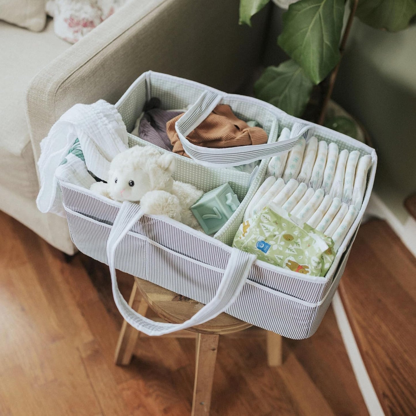 Lily Miles Baby Diaper Caddy Organizer - Large Tote Bag for Newborn essentials Boy or Girl - Baby Shower Basket - Nursery Must Haves - Registry Favorites - Newborn Caddie Car Organizer