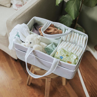 Lily Miles Baby Diaper Caddy Organizer - Large Tote Bag for Newborn essentials Boy or Girl - Baby Shower Basket - Nursery Must Haves - Registry Favorites - Newborn Caddie Car Organizer