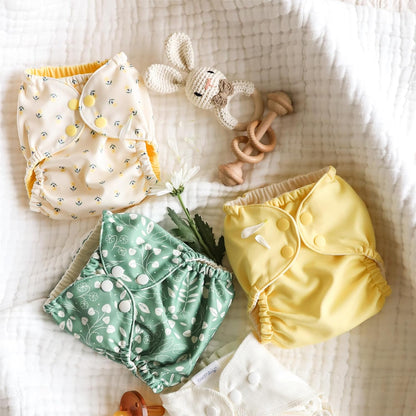 Esembly Cloth Diaper Cover - Reusable Swim Diaper, Waterproof, Breathable - Adjustable Outer Layer Over Absorbent Inner for Blowout Protection - Sea Glass, Size 2 (18-35lbs)