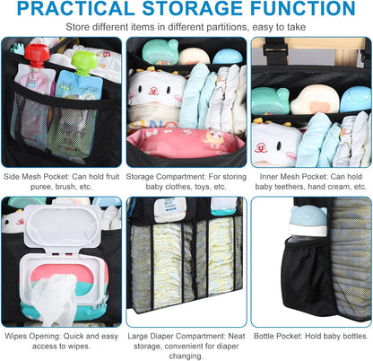 Accmor Hanging Baby Diaper Caddy Organizer, Diaper Stacker, Baby Crib Hanging Classified Storage Bag Organizer for Changing Table, Crib, Playard or Wall & Nursery Organization, Grey