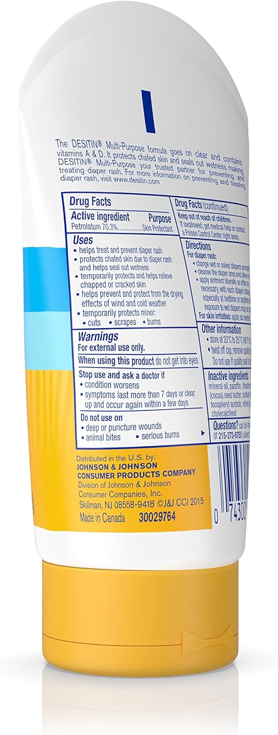 Desitin Multipurpose Adult & Baby Healing Ointment Tube with Petroleum Jelly for Treatment & Relief of Diaper Rash, Dry Skin, Chafing, & Minor Burns for Infants and Kids, FSA/HSA Eligible, 3.5 oz