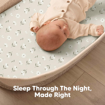 2-Pack Baby Bassinet Sheets Girl, Boy - 33x17 Viscose Derived from Bamboo Bedside Mattress Fitted Bassinet Sheets, Compatible with Halo Bassinest Swivel Sleeper, Baby Delight, Graco (Pecan)