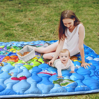 Baby Play Mat, 50x50 Playpen Mat with Super Soft Touch, Activity Mats with Upgraded Anti-Slip Bottom, Machine Washable Crawling Mats for Floor & Picnic (Animal Alphabets)