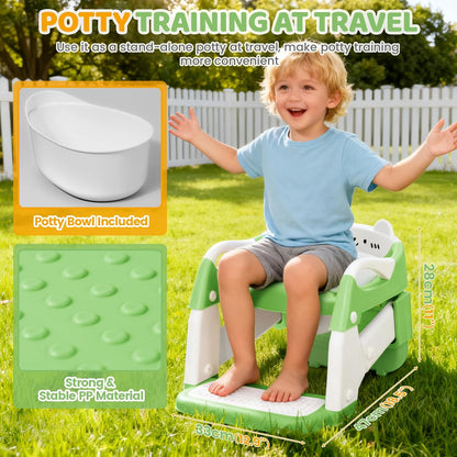 Orzbow Potty Training Seat | Upgrade Toddler Potty Training Toilet with Step Stool, 2-in-1 Stability Toilet Seat for Boys Girls | with Splash Guard, Anti-Slip Pad, Ladder, and Height Adjustable, Pink
