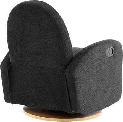 Merax Boucle 360 Swivel & Glider Recliner Chair, Soft Bedroom Sofa Chair with with Thicker Seat Cushion, Modern Home Theater Seating for Living Room Almond