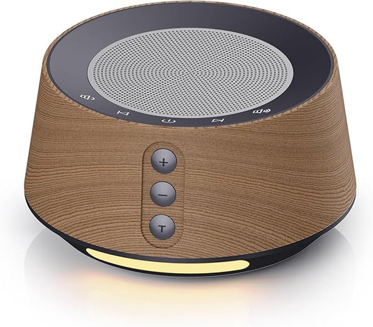 BGOVERSS White Noise Machine with Night Light – 20 Soothing Sounds, 10 Color Lights, 5 Timer Settings & Memory Function, Portable Sleep Sound Machine for Baby Nursery, Kids & Adults,Wood