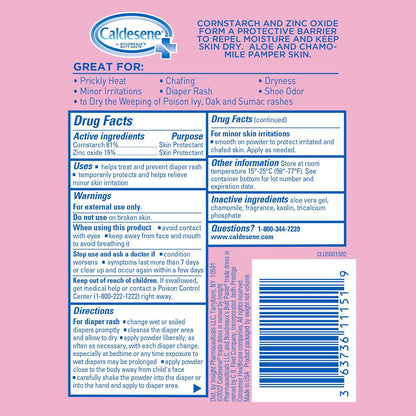 Caldesene Medicated Protecting Body Powder with Zinc Oxide and Cornstarch, Talc-Free Baby Powder Soothes & Protects, 5 Oz.