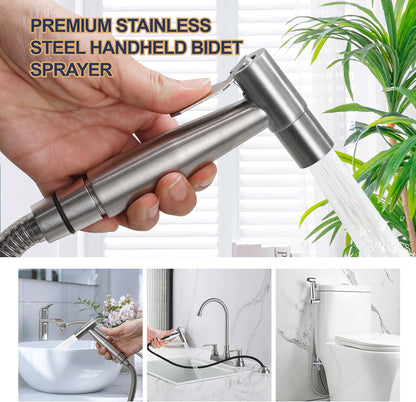 Brushed Nickel Bidet Sprayer Head, Stainless Steel Handheld Shattaf Jet Spray Attachment for Toilet, Baby Cloth Diaper Sprayer with Adjustable Water Pressure Control, 1 Pack