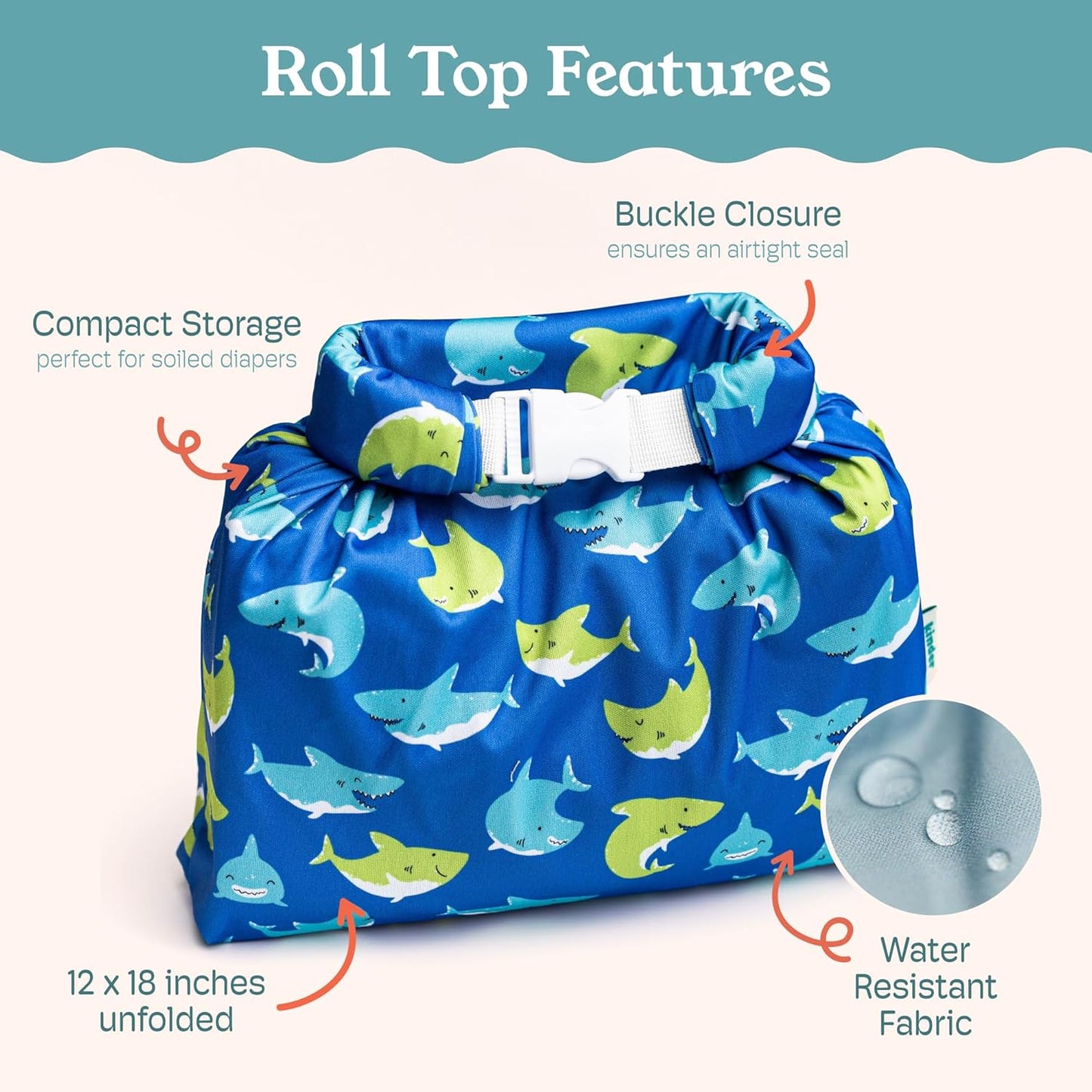 Kinder Set of 2 Water Resistant Wet Bags for Storing Laundry or Cloth Diapers Travel Size Wet Bag Daycare Beach Pool Wet Swimsuit Roll Top for Air Tight Odor Contained Washable Reusable (Giraffes)