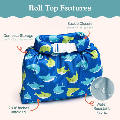 Kinder Set of 2 Water Resistant Wet Bags for Storing Laundry or Cloth Diapers Travel Size Wet Bag Daycare Beach Pool Wet Swimsuit Roll Top for Air Tight Odor Contained Washable Reusable (Giraffes)
