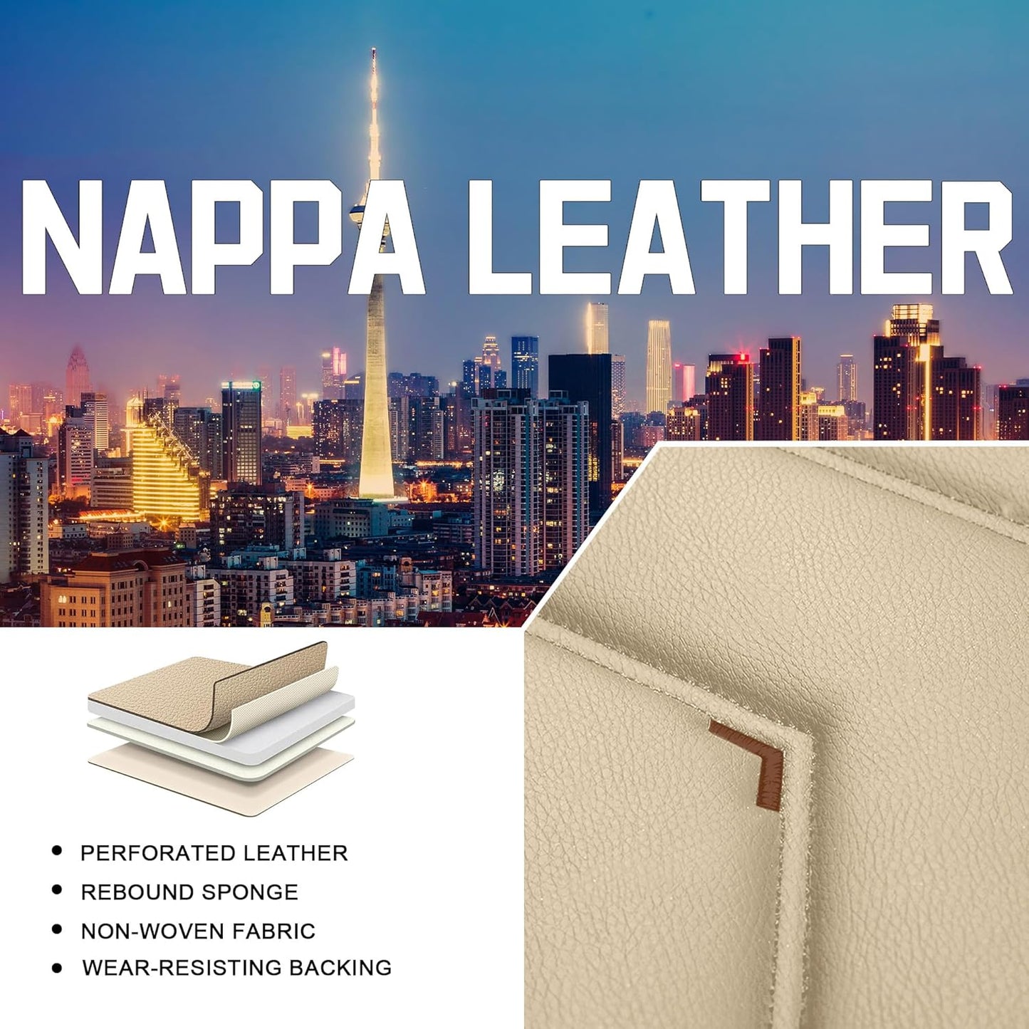 CTDS Car Seat Covers for MINI Convertible 2013-2026, Stylish Sport Seat Covers, Premium Nappa Leather Car Seat Cover. Automobile Seat Covers Sets.(Luxury 5 Seats/Beige)