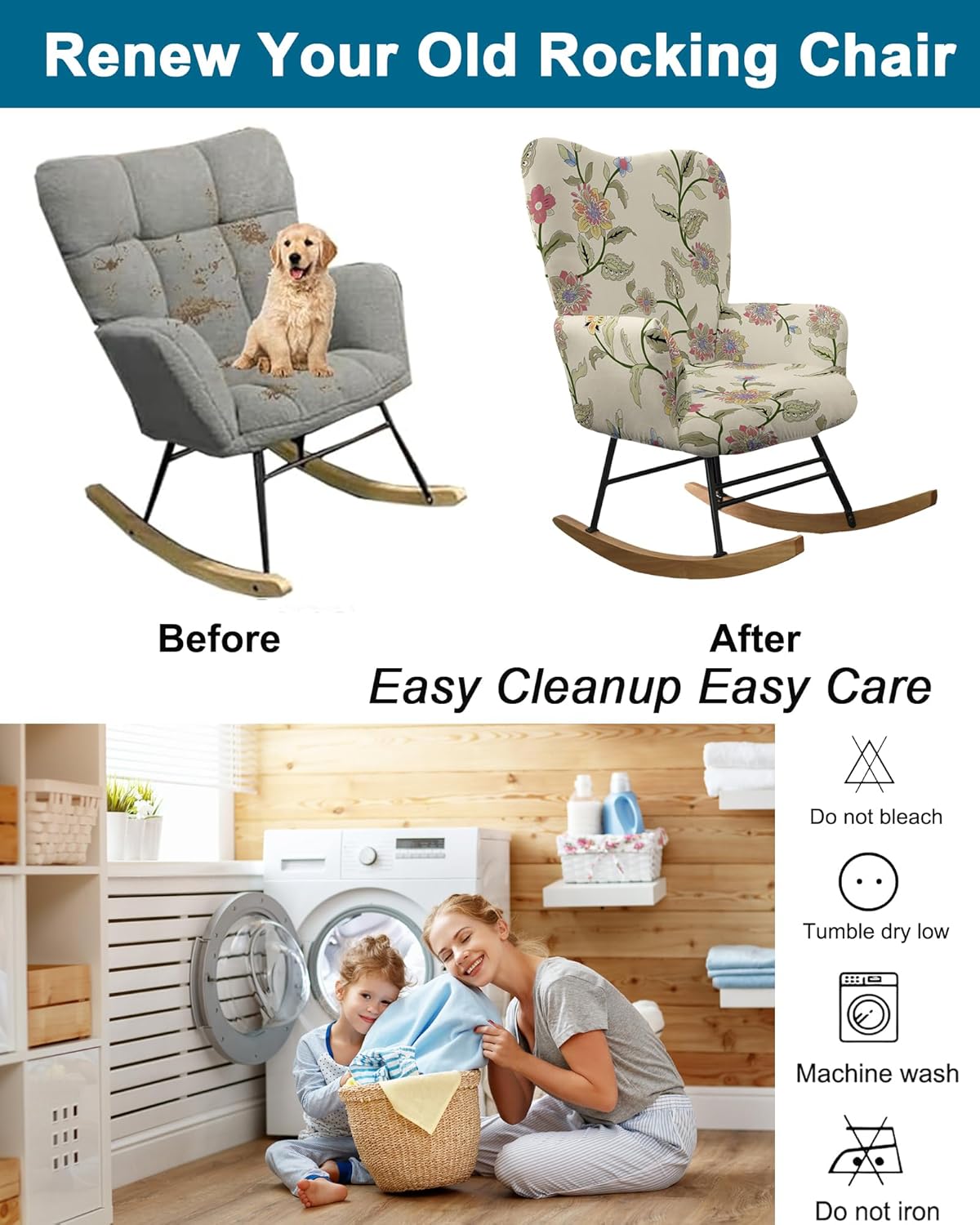 CRFATOP Jacquard 1 PC Nursery Rocking Chair Recliner Covers Upholstered Glider Rocker Banquet Armchair Slipcover Stretch Accent Chairs Furniture Protector for Living Room Bedroom Offices,Green