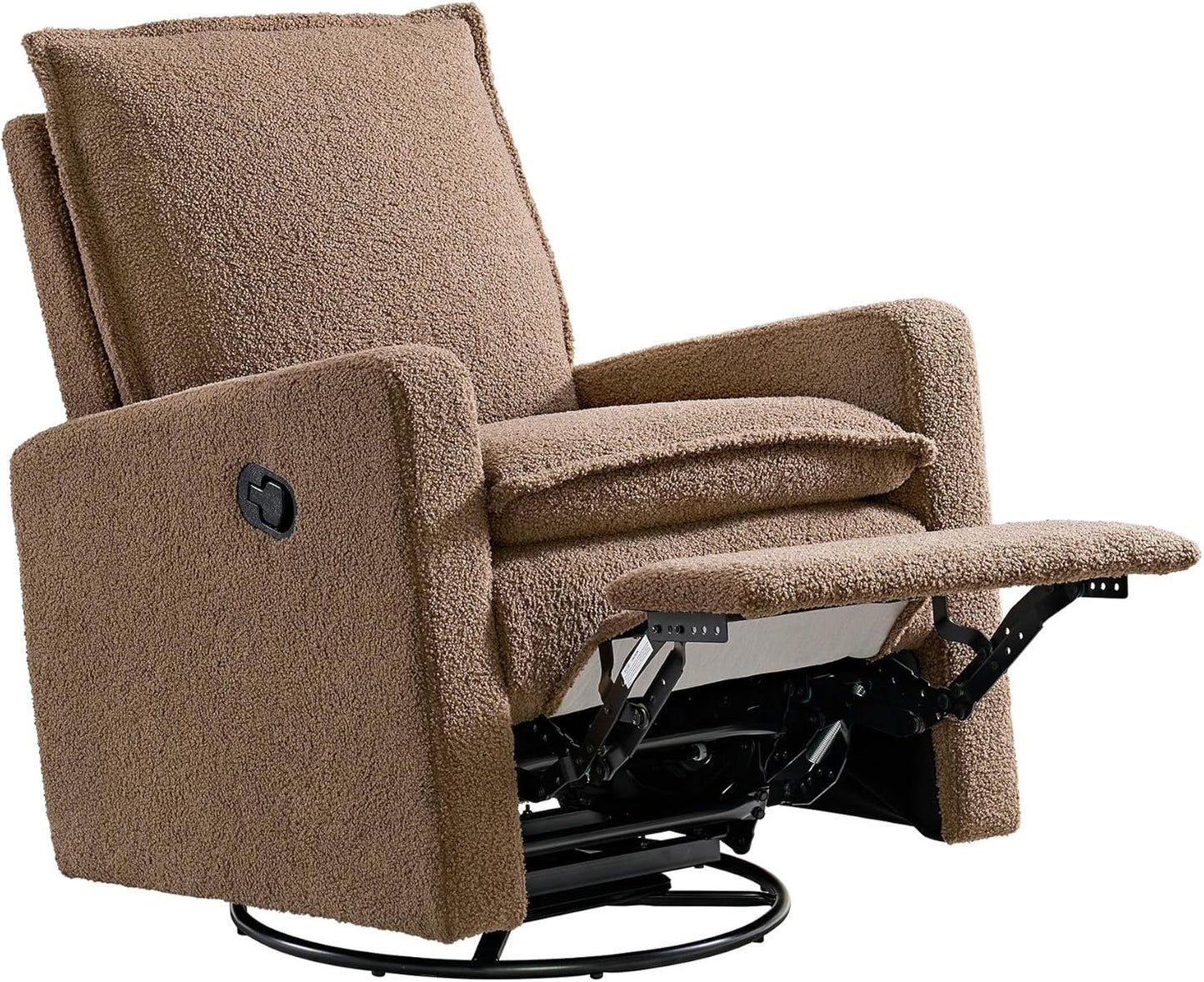 Oxford Baby Uptown Upholstered Glider Recliner Rocking Chair 360° Swivel for Nursery and Living Room - Boucle White