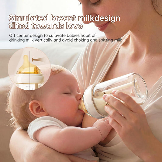 Small Glass Baby Bottle for Newborn Breastfeeding Babies, Preemie & Extra Slow Flow Nipples (SS), Anti-Colic, Breast-Like, 0 Months+, 3 oz, 2 Pack