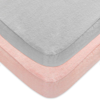 Pack and Play Sheets, 2 Pack Mini Crib Sheets, Stretchy Playard Fitted Sheet, Compatible with Graco Pack n Play, Soft and Breathable Material, Planet & Flower