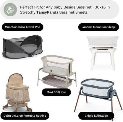 Muslin Bassinet Sheets for Angelbliss, Cowiewie, Amke, Jimglo, Suihuooo, Wayfong Baby Bassinet Bedside Sleeper by TansyPanda, 3PC, 20×33in, Ultra Soft, Breathable, Snug Fit, Unisex Boys Girls, Maadi