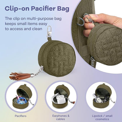 RUVALINO Diaper Bag Backpack, Multifunction Travel Pack Maternity Baby Changing Bags, Large Capacity, Waterproof, Olive Green