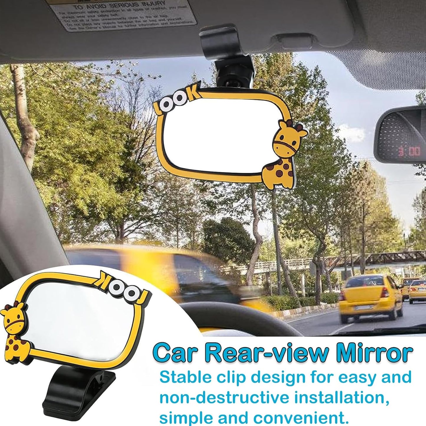 YUENTOEN Baby Mirror for Car, Clip-On Adjustable Car Baby Rearview Mirror to See Rear Facing Infants and Babies for Automotive