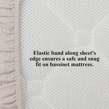 Onacosht Muslin Bassinet Sheets 33" x 19" Compatible with Mika Micky, KoolaBaby (3 in 1), BabyBond, HARPPA and RICUTON Bedside Bassinet, 2 Pack for Baby Boy and Girl, Natural and Rainbow