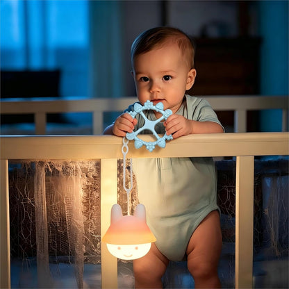 Baby Night Light for Car Seat- Dimming Function 9 Colors Changing Eye Caring Portable Rechargeable & Timing Bedside Lamp Light Up Toddler Bed Room Travel Essentials Squishy Silicone Infant BPA Free