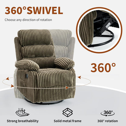 Adult 360° Rocking Recliner Chair，Nursery Rocker Reclining Chair with Side Pocket, a Comfy upholstered Single Sofa Armchair. Suitable for Living Room, Bedroom Nursing use, Velvet Fabric in Beige