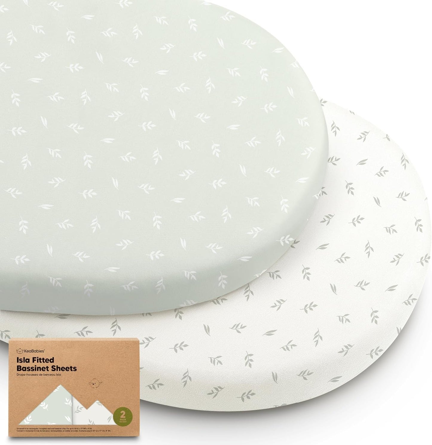 2-Pack Baby Bassinet Sheets Girl, Boy - 33x17 Viscose Derived from Bamboo Bedside Mattress Fitted Bassinet Sheets, Compatible with Halo Bassinest Swivel Sleeper, Baby Delight, Graco (Pecan)