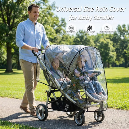 Weather Shield Double Popular for Swivel Wheel Stroller Universal Size Baby Rain Cover/Wind Shield Deal (Black)