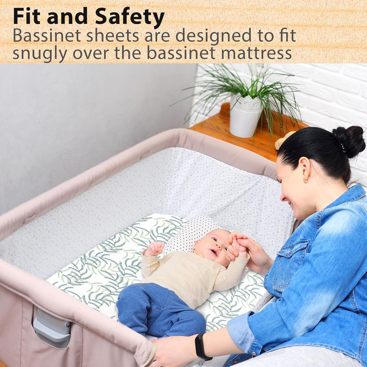 3-Pack Bedside Sleeper Bassinet Sheets | GOTS Certified Organic 100% Muslin Cotton | Ultra Soft & Breathable | 33×20×4” Fitted Sheets | Universal Fit 29–33” x 17–21” Pads