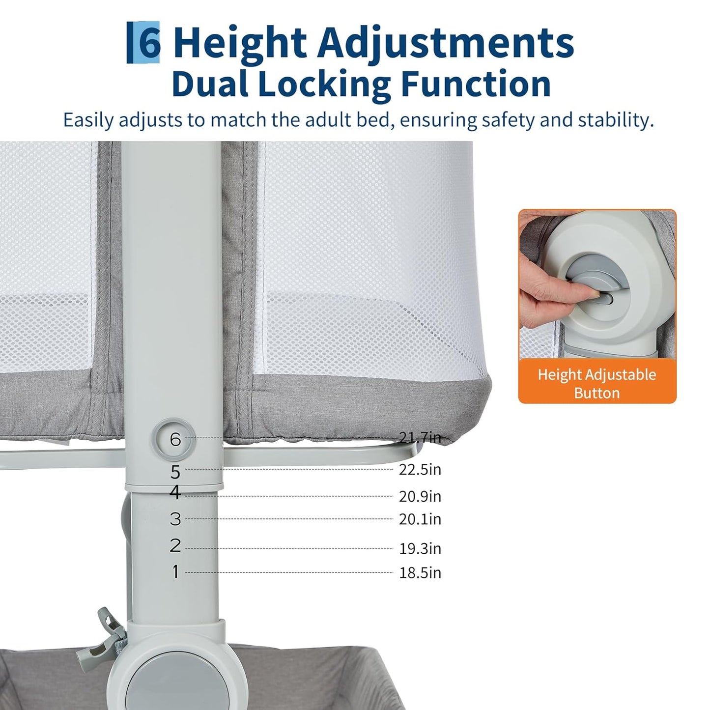 Baby Bassinet, 3-in-1 Portable Bedside Sleeper for Newborn All Mesh Sides Breathable with 6 Height Adjustments, 1-7° Anti-Reflux Incline, Detachable Mosquito Net, Storage Basket & 360° Lockable Wheels