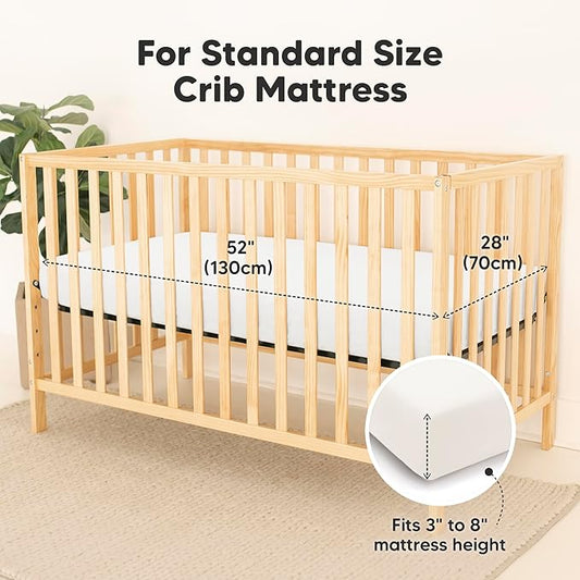 KeaBabies 2-Pack Waterproof Baby Crib Sheets for Boys,Girls -52x28 Viscose Derived from Bamboo Toddler Bed Sheet Neutral,Fitted Crib Mattress Protector Cover for Baby Bedding,Soft & Gentle(Soft White)