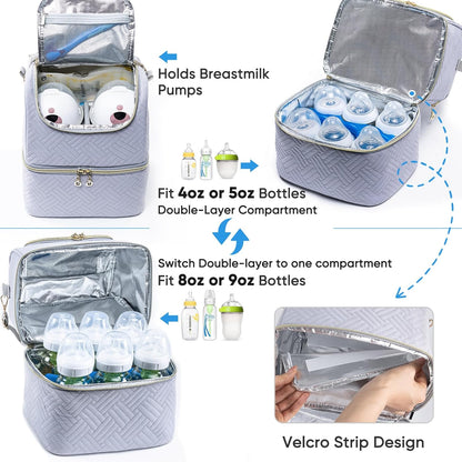 Mam Breastmilk Storage Bag with Ice Pack - Cooler for 6 Bottles Up to 9 Ounce - Insulated Bottle Bag for Daycare