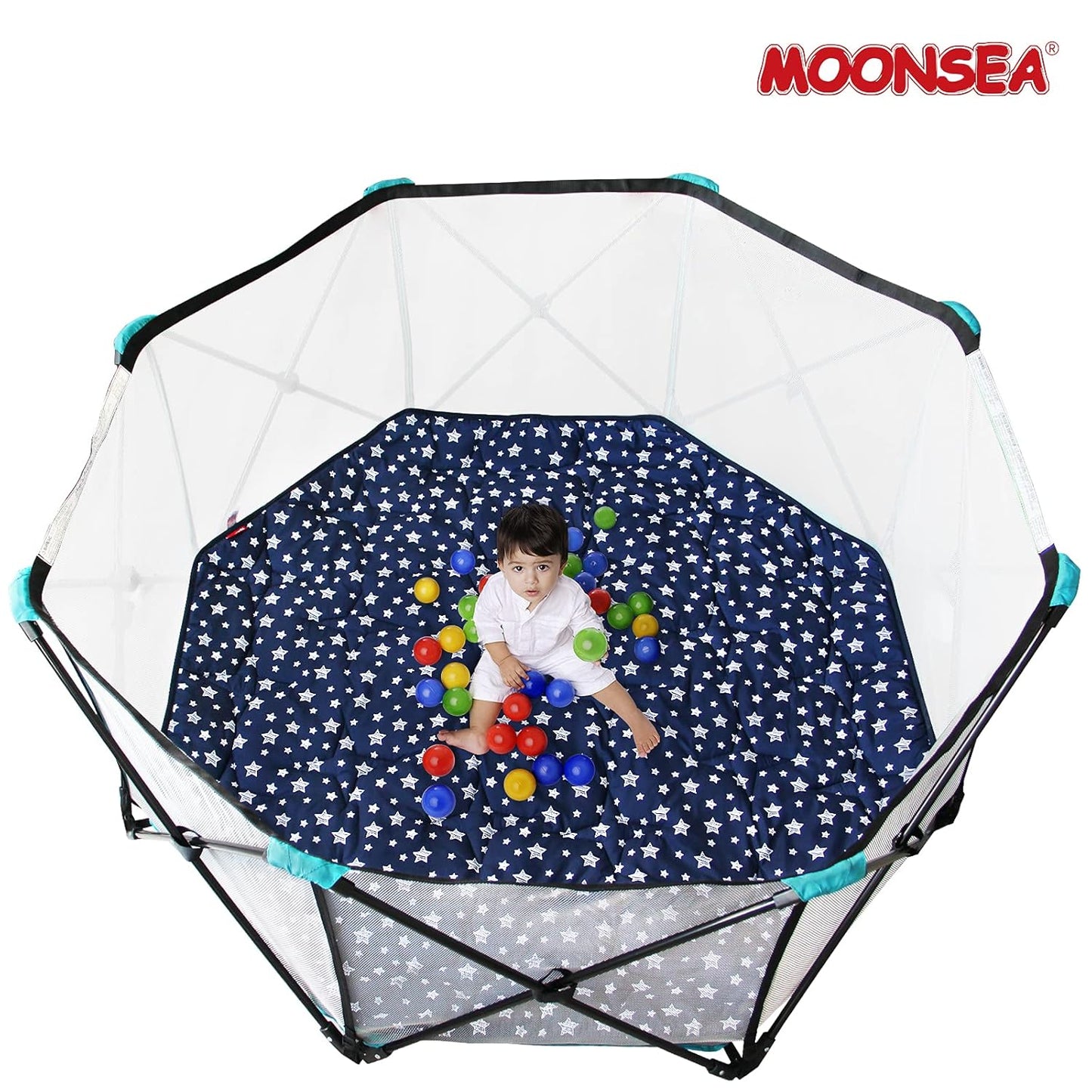 Octagon Playpen Mat Grey, Non Slip 8 Panel Playpen Mattress Mat Fits Regalo Extra Large Play Yard and hiccapop XL 69" Baby Playpen, Grey Star Octagon Playard Pad