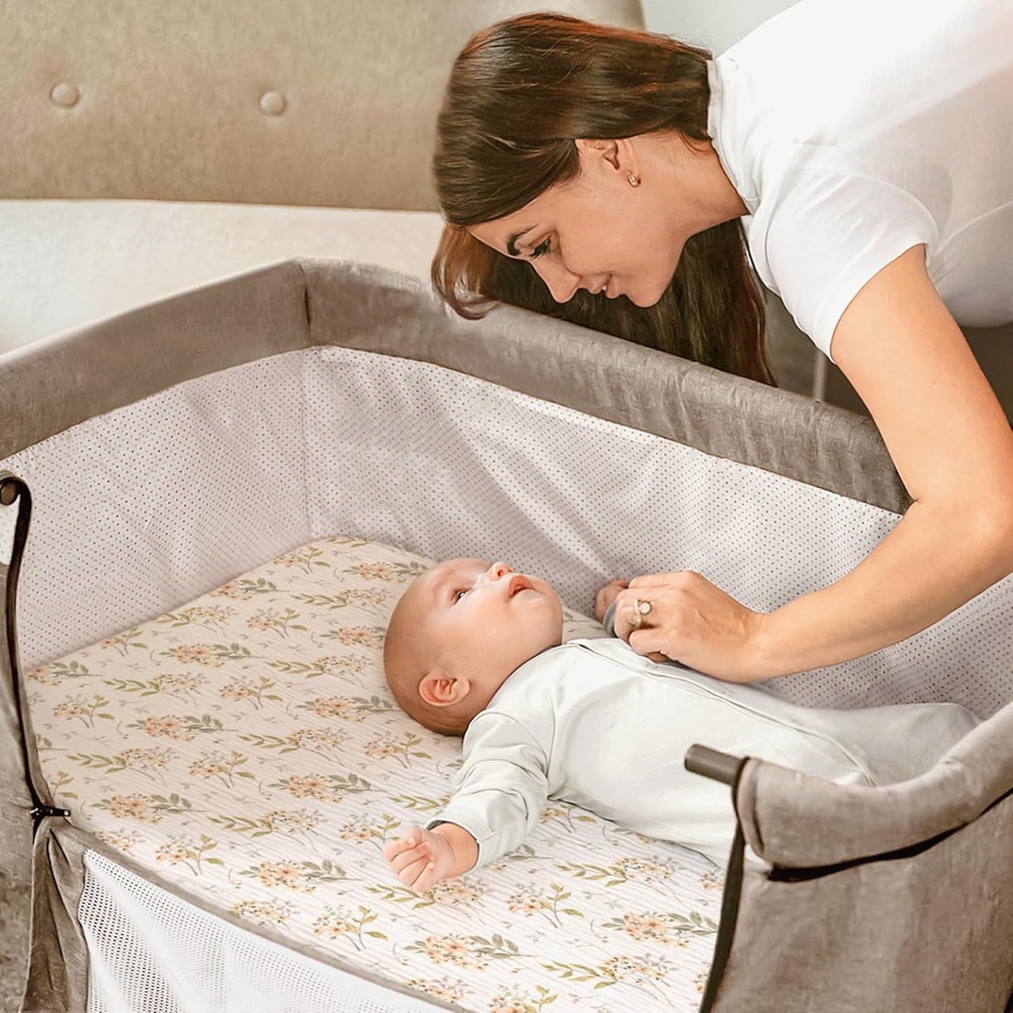 lulumoon Muslin Bassinet Sheets for Baby: Soft Bedside Sleeper Bassinet Fitted Sheets for Boys and Girls