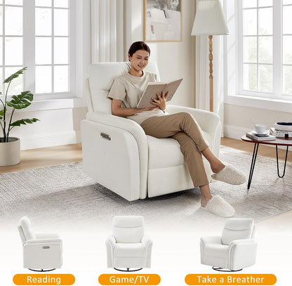 VANOMi Power Recliner Chair Swivel Glider, Electric Rocking Recliner Chairs with USB and Type-C Ports, Nursery Chair Recliner for Living Room, Bedroom, Apartment（Camel）