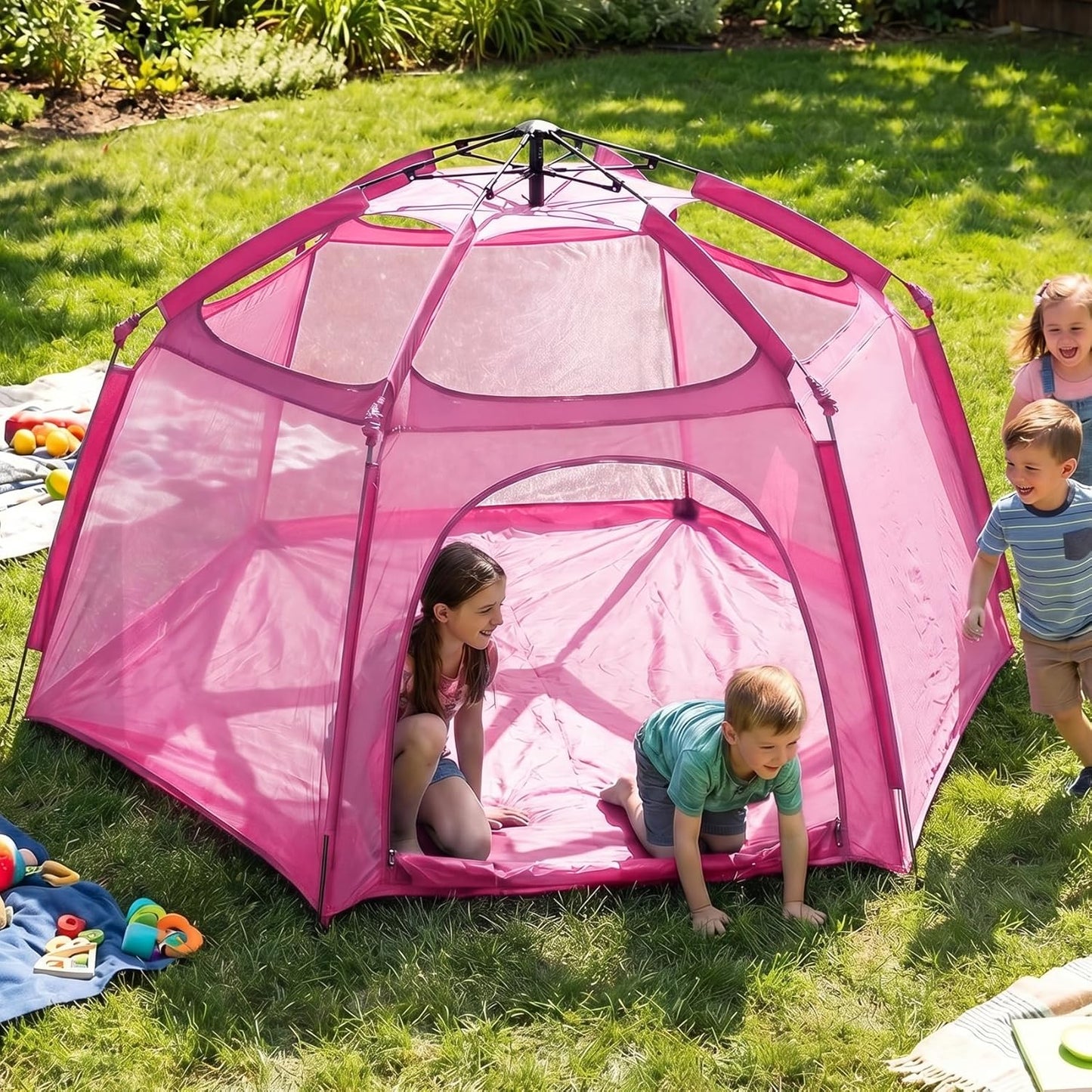 Alvantor® Baby Playpen Pop Up Play Yard 84"x84"x44”Large Mesh Kids Toddler Play Pen Indoor & Outdoor Safe Space Foldable Lightweight Mosquito Playpen Canopy for Infants Toddlers Pets, Navy